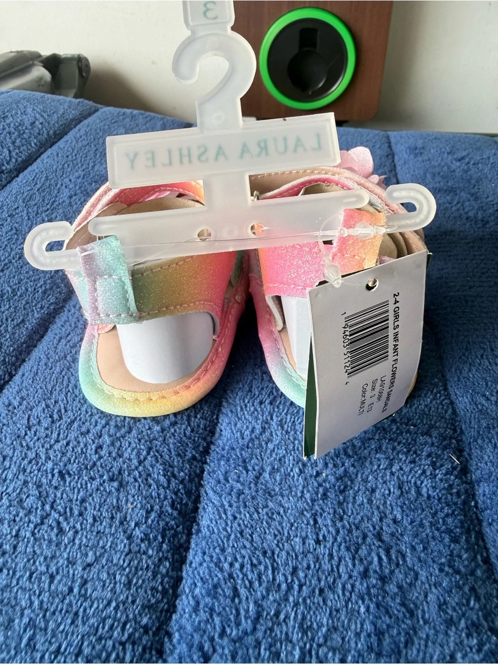 Laura Ashley Pastel Rainbow Floral Baby Sandals - Pink, Blue, Cream